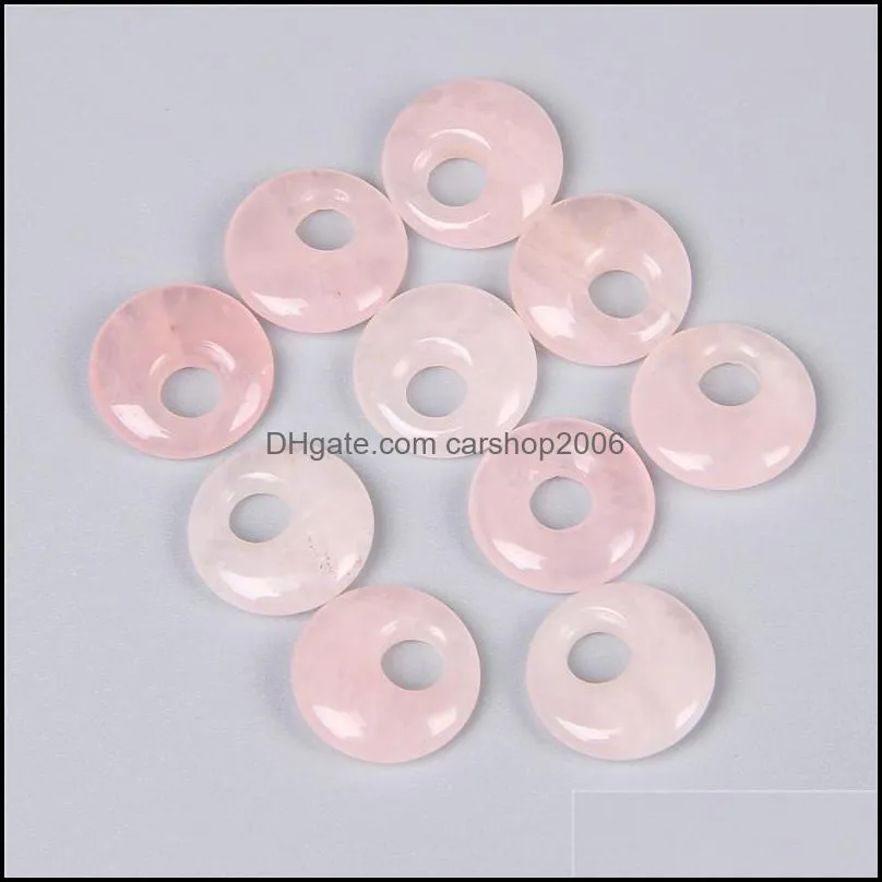 natural crystal stone turquoise rose quartz 18mm peace buckle for necklace earrrings jewelry acc