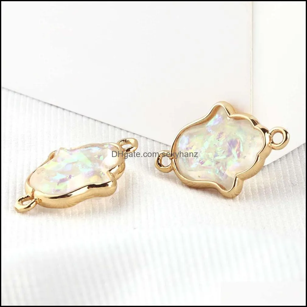 Resin Synthetic Opal Fatima Hand Charm Fit For Making DIY Bracelets Or Necklaces Jewelry Ear Necklaces Findings