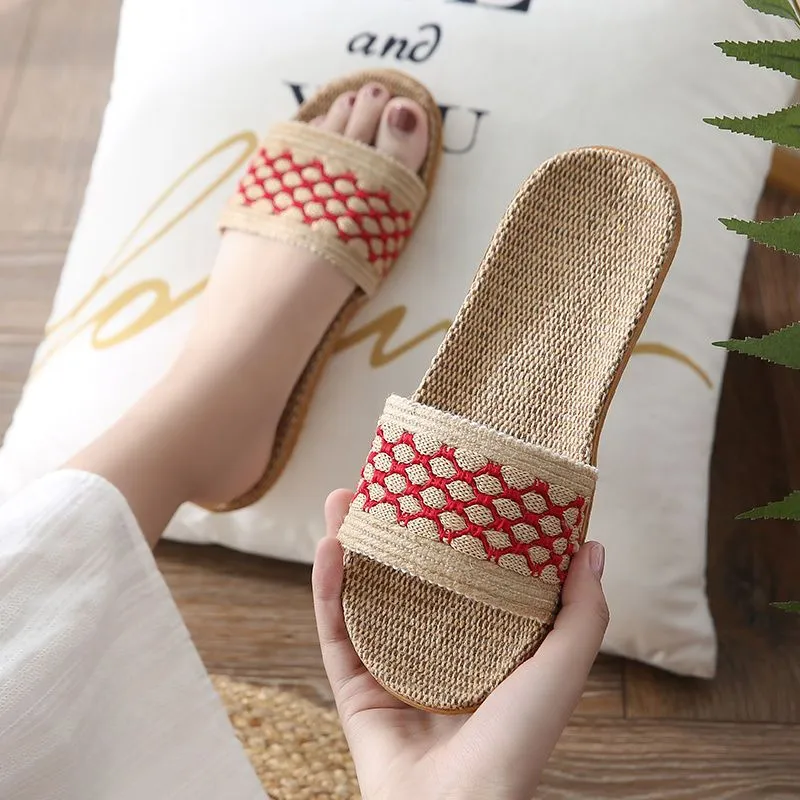 Cotton And Linen Slippers Women's Four Seasons Home Indoor Hospitality Floor Anti-Slip Comfortable Breathable Deodorant Sandals Special Offer