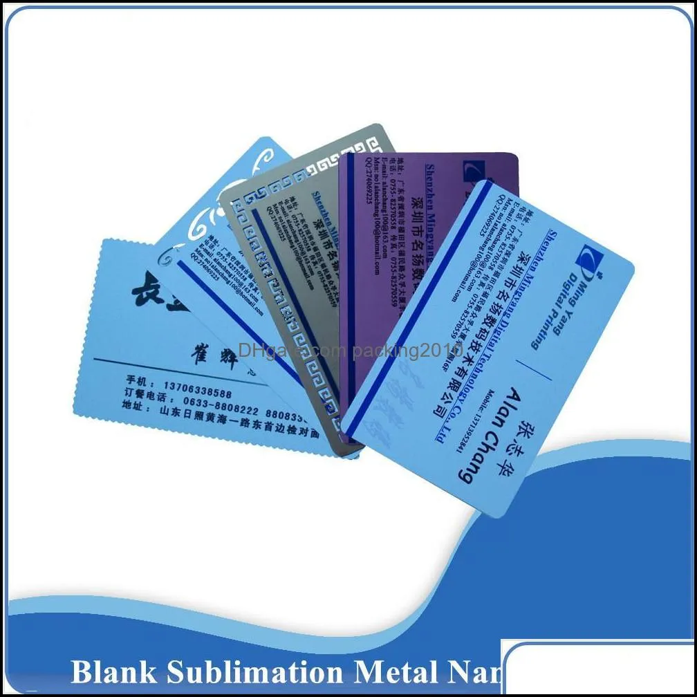 Sublimation Metal Business Cards Aluminum Blanks Name Card 0.22mm for Custom Engrave Color Print (100 Pieces) Office Business Trade