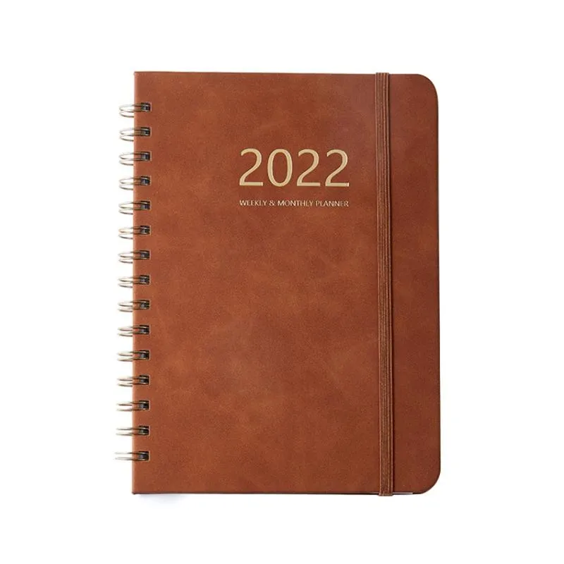 Notepads 2022 Planner, jaar wekelijks maandelijkse planner met tabbladen, glad faux leer, januari tot december 2022, dubbel-draads binding