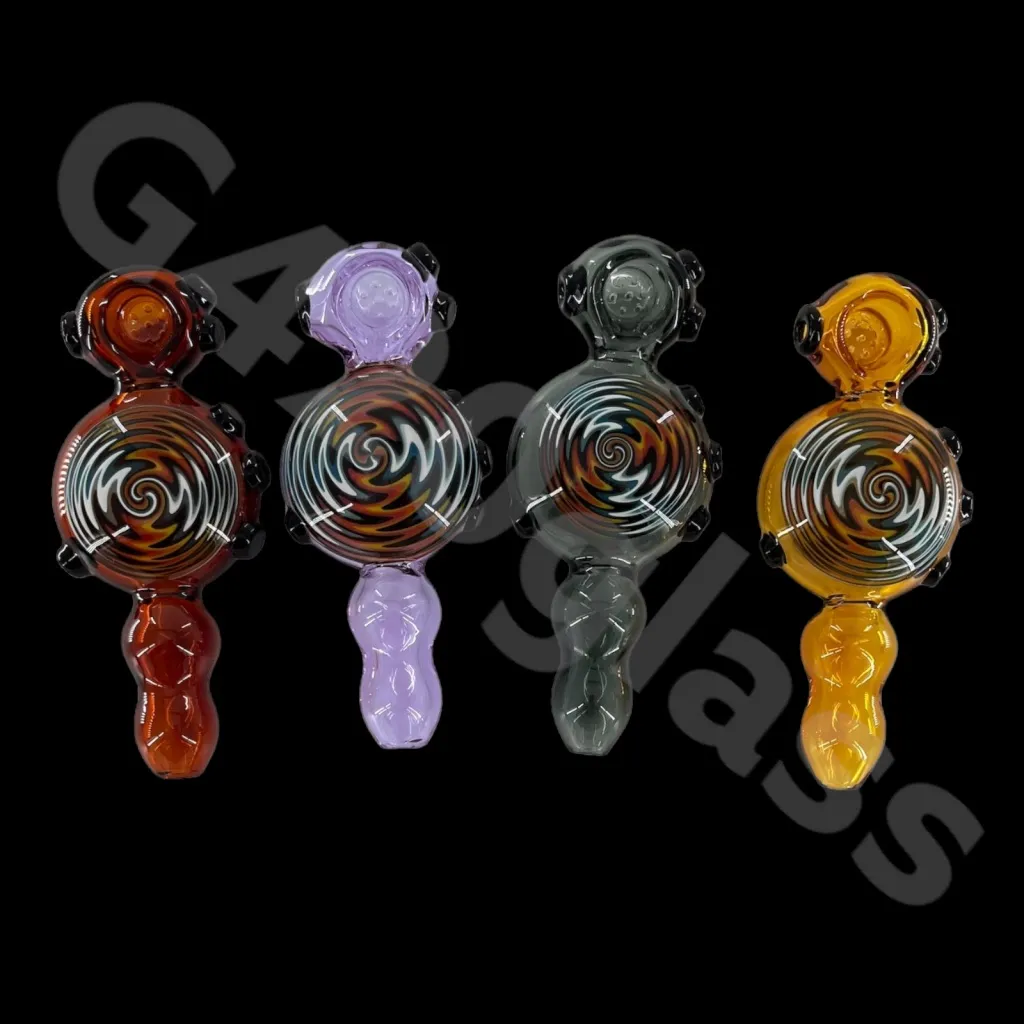 Heady Pipe Glass Hand Pipes 5 "喫煙カタツムリのハニカムスプーン水ギセルパイプタバコ4色GH04