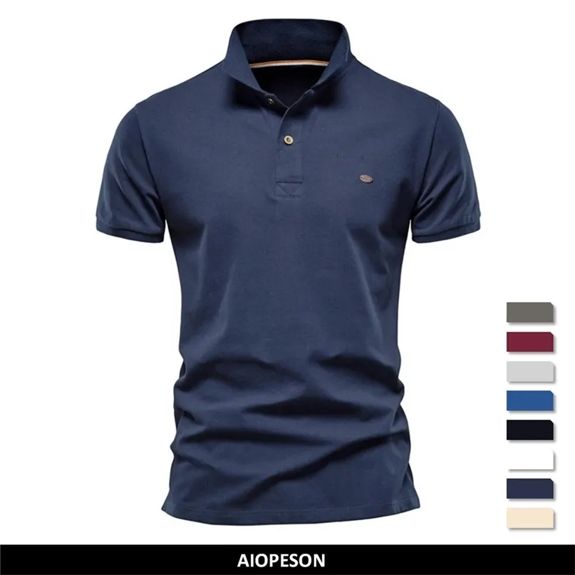 AIOPESON 100% Cotton Polo Shirt Men Casual Solid Color Short Sleeve Brand Mens Shirts Summer High Quality Streetwear Polos Men 220608