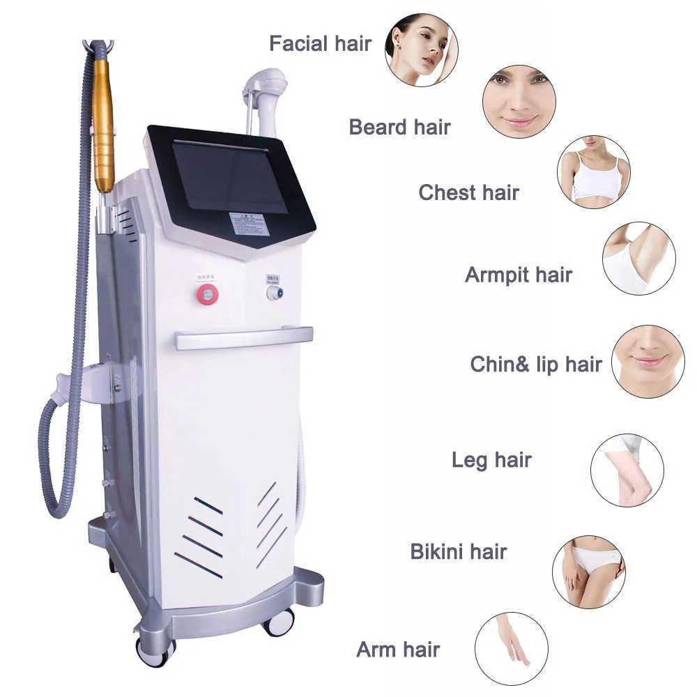 2 em 1 Máquina de remoção de cabelo a laser profissional Saída de alta potência 2500W / 808 Diodo Remoção de cabelo de pêlo Diodo Máquina de remoção de tatuagem a laser yag