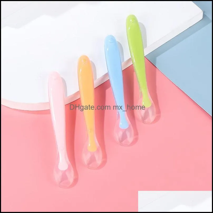 new baby soft baby feeding silicone spoons candy color spoon children food feed tools 20220226 h1