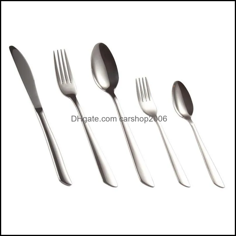 5 pcs/set stainless steel western steak cutlery knife spoon set portable dessert fork lunch set travel colorful dinnerware vt1527 t03