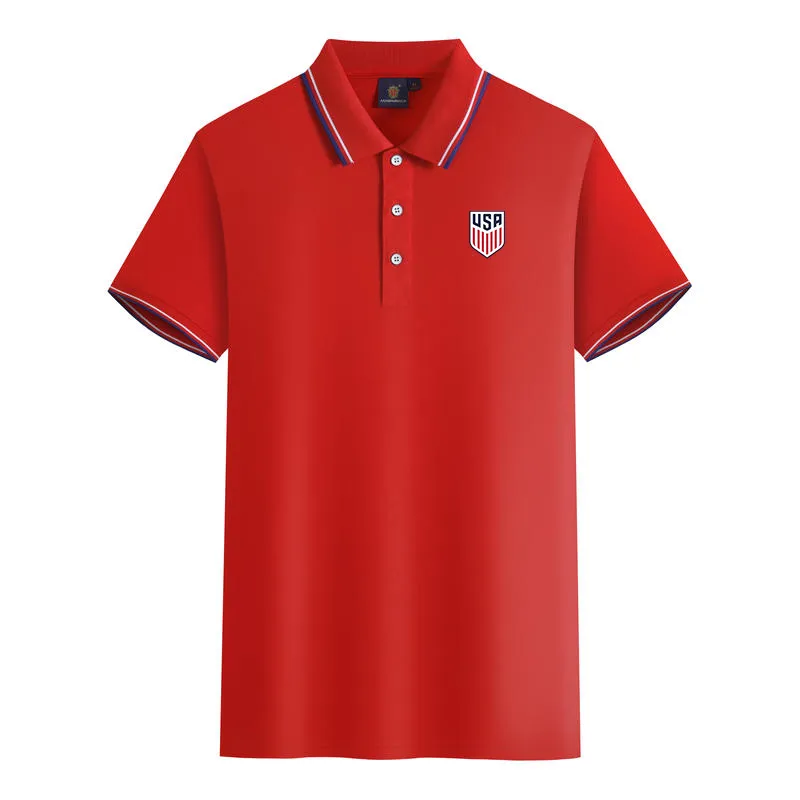 米国の男性と女性ポロスマーセル化綿の半袖レーペル通気性スポーツTシャツのロゴはカスタマイズできます
