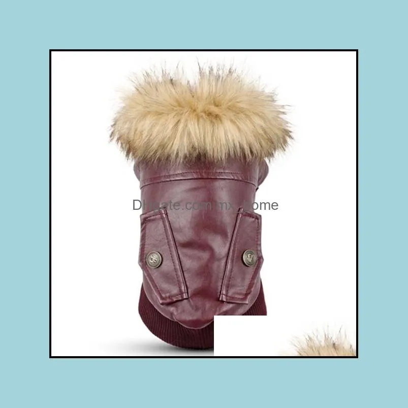 pet clothing new autumn and winter jackets dog fur coats leather winter warm puppy dog vest dh0311