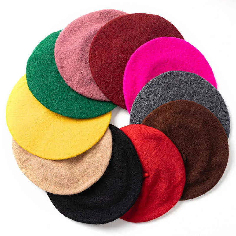 Elegancki jesienny zimowy kapelusz wełna berets francuski artysta beret kobiet malarz kapelusz vintage dziewczęta beretów żeńskie ciepłe czapki czapki j220722