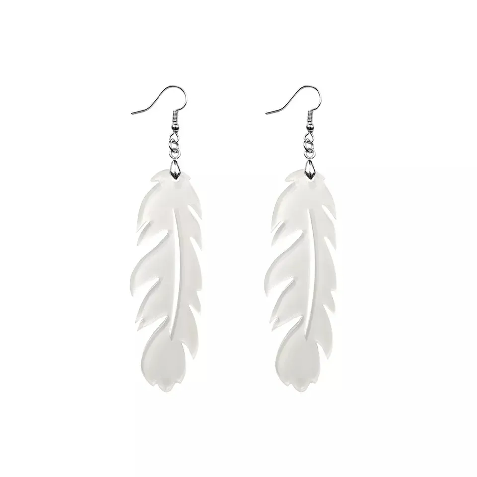 Feather Acrylic Blank earrings Sublimation plastic crafts handmade Fashion earring Blanks with hooks and jump rings