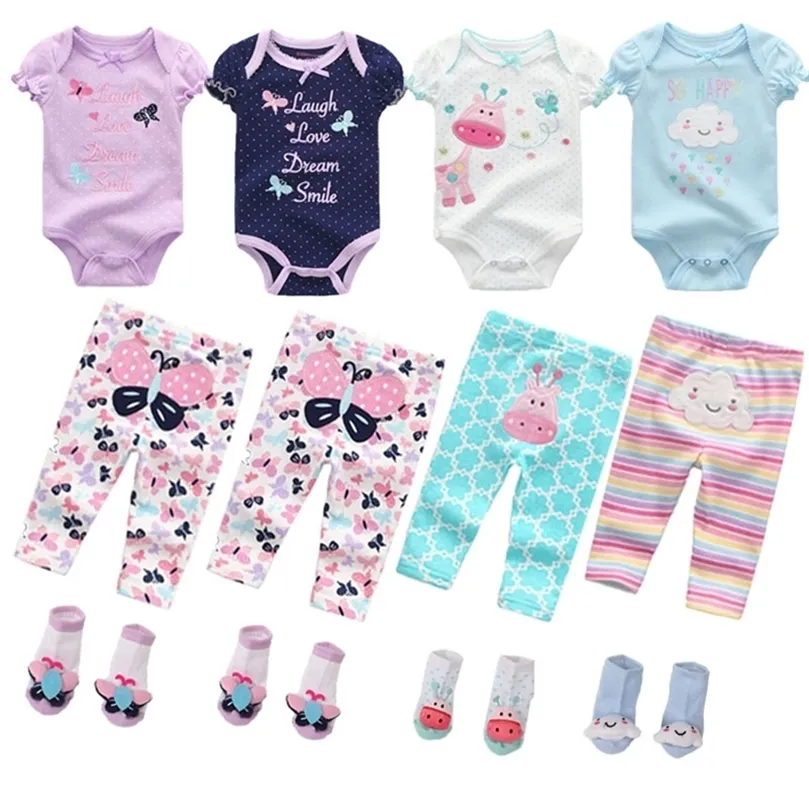 Estate infantile del bambino del bambino delle ragazze dei ragazzi Body Set manica corta O-Collo Abbigliamento tuta del bambino vestiti del bambino ropa bebe LJ201223