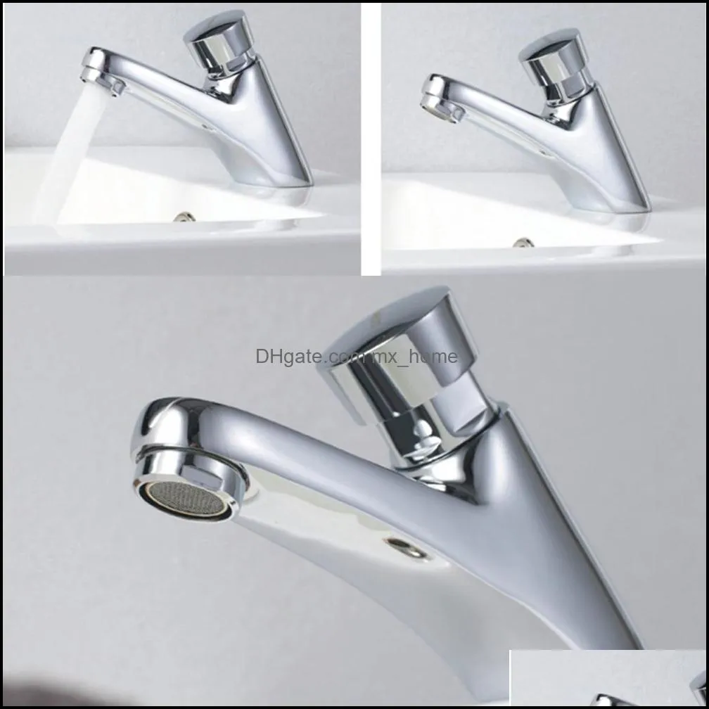 Brass Basin mixer self-closing time delay single hole cold water basin taps faucets