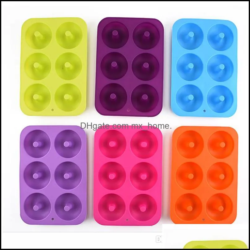 6 Cavity Non-Stick Donut Mould Donut Muffin Cake Silicone  Bakeware Baking Mold Mould Pan DIY Jelly Candy 3D Mold DBC BH2996