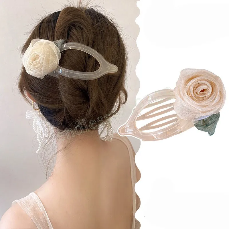 Large Size Clamps Elegant Rose Hair Clips Women Makeup Face Wash Hairpins Headwear Hair Accessories