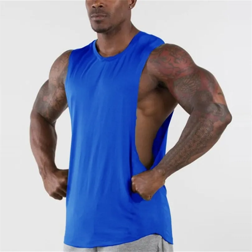 Marca de verão masculino casual tampas soltas Tamas sem mangas camisetas cair na luta de gata Músculos Joggers Vest Gym Clothing Workout Plus Size 220621