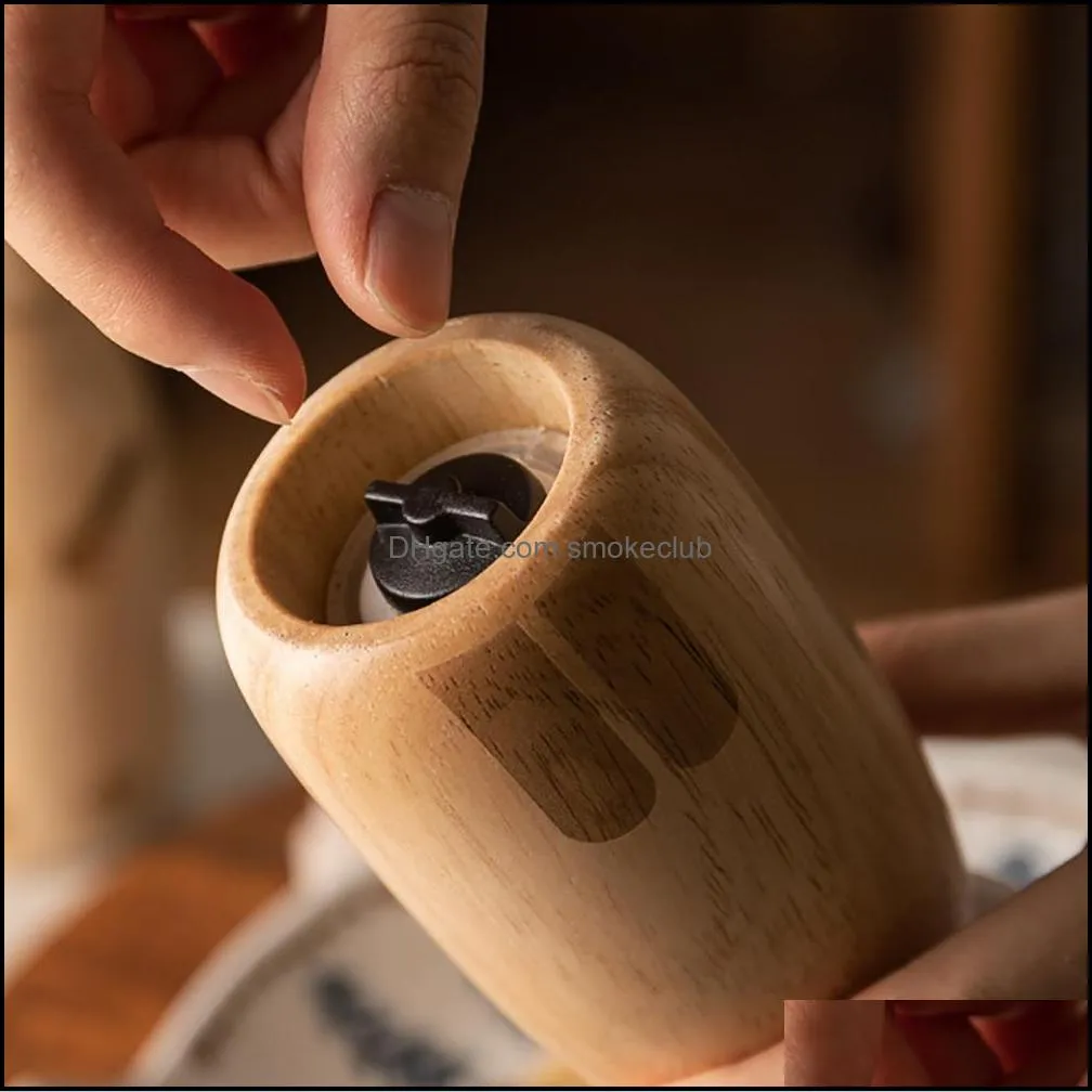 Cat grinder kitchen pepper sea salt grinding mills bottle wooden seasoning jar new RRE13368