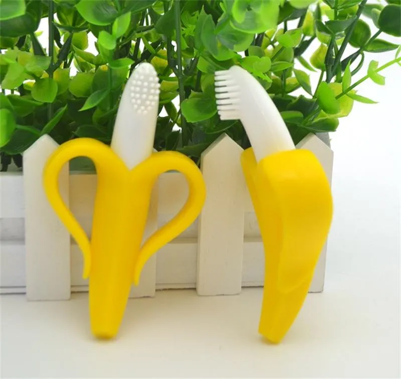 Safe Banana Shaped Baby Teether Toys Silicone Toothbrush Teething Kids Tooth Brush Dental Care Gifts Chew Toys for Children