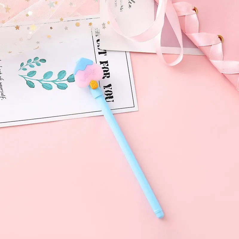 Neutral Pen Creative Cute Cartoon Stationery School Students Personality Girl Heart Food With Interesting Test Signature 0.5 mm Black Pen Prize