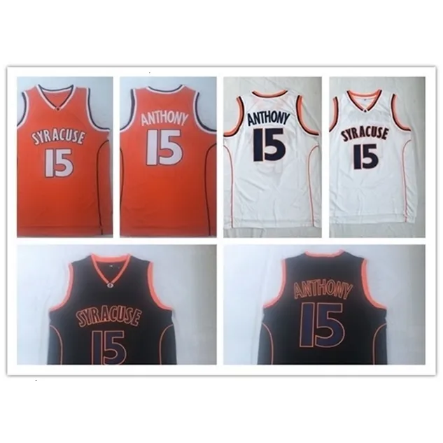 Nc01 basketball Mens Syracuse Carmelo College jersey #15 Anthony College Throwback Basketball Stitched College Basketball Jerseys size S-5XL