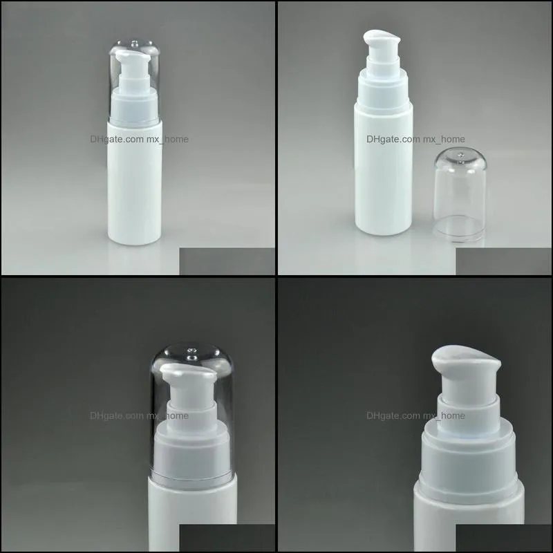 50ml White Plastic Pump Bottle with Clear PS Safety Cover for Liquid Cosmetic Lotion Cream  Oil Perfume Bottles