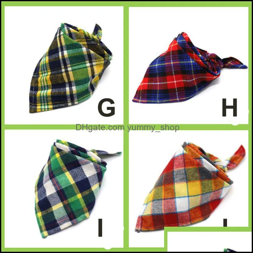 dog bandanas scarf kerchief bibs washable girl boy cotton pet outdoor fall accessories for small medium birthday gift square plaid double adjustable for puppy