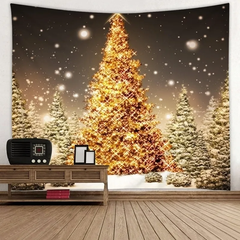 3d Árvore de Natal Parede de tapeçaria Decoração de Tapesty Tapa Tapa de Tapestria Y200324