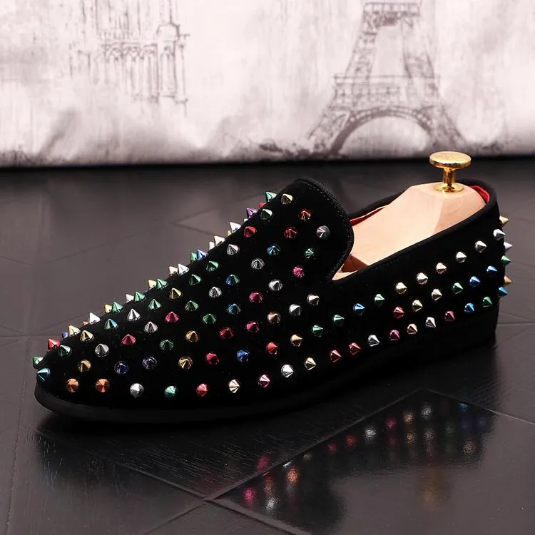 2022 été concepteur hommes d'affaires coiffeur chaussures Rock Roll Punk métal rivet luxe plat marche robe chaussures de fête