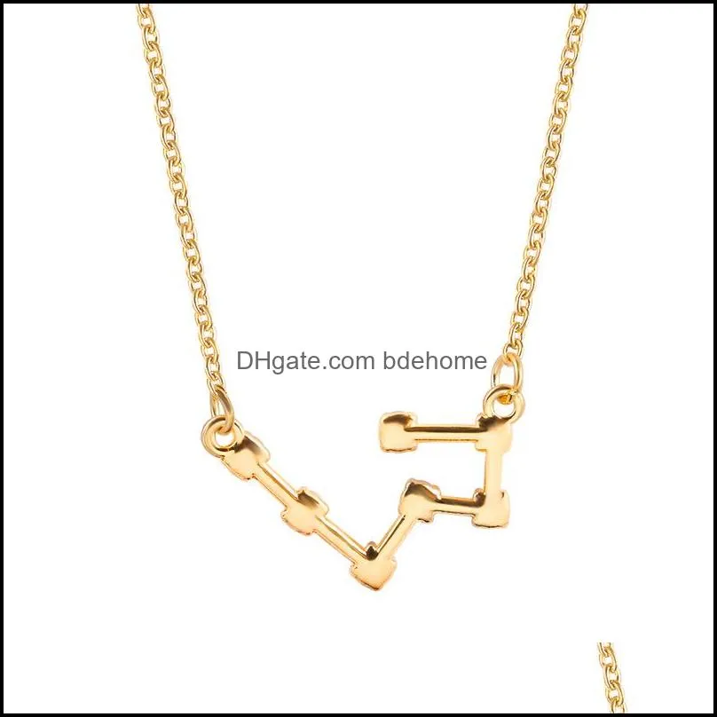 Hot 12 Zodiac Sign necklaces Korean Cubic zirconia CZ Fake diamonds constellation shape Pendant Gold Silver chains For women Jewelry