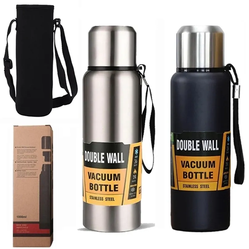 Thermosflasche mit großer Kapazität, 500/750/1000/1500 ml, tragbare Thermowasserflasche aus Edelstahl für den Außenbereich, isolierte Tasse für Tee 220423