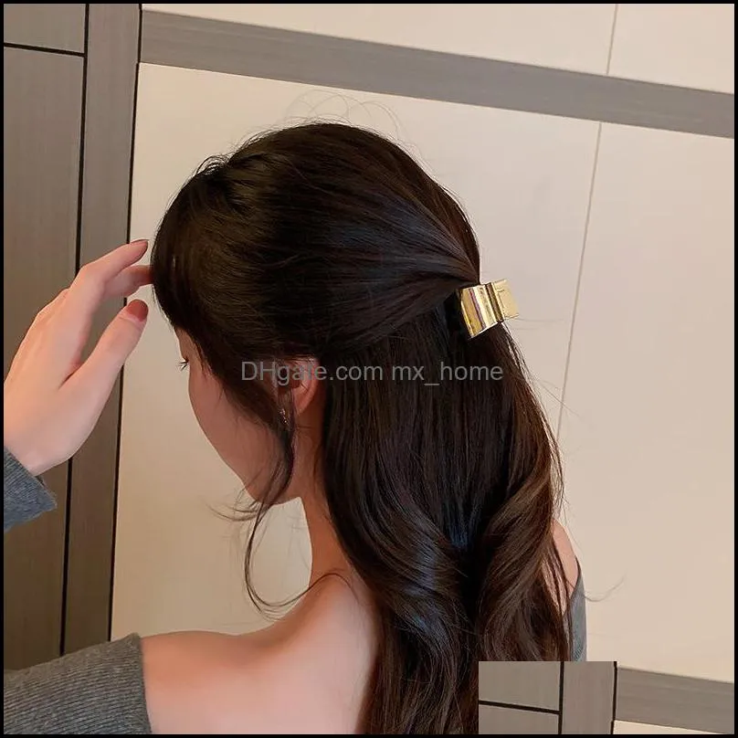 female headdress simple geometric metal small grab clip fashion sweet girl women`s barrettes hair accessories