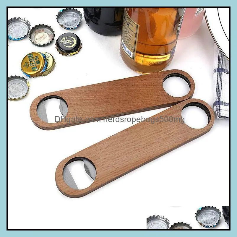 NEWBig Wood Handle Bartender Bottle Openers Wine Beer Soda Glass Cap Opener Kitchen Bar tools RRE11530