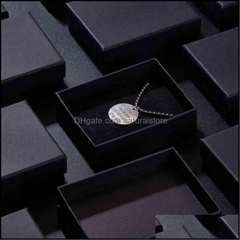 pandahall 24pcs Cardboard Jewelry Set Box for Ring Necklace Rectangle Tan Black Kraft Cotton Filled Cardboard Paper 8x5x3cm 220119
