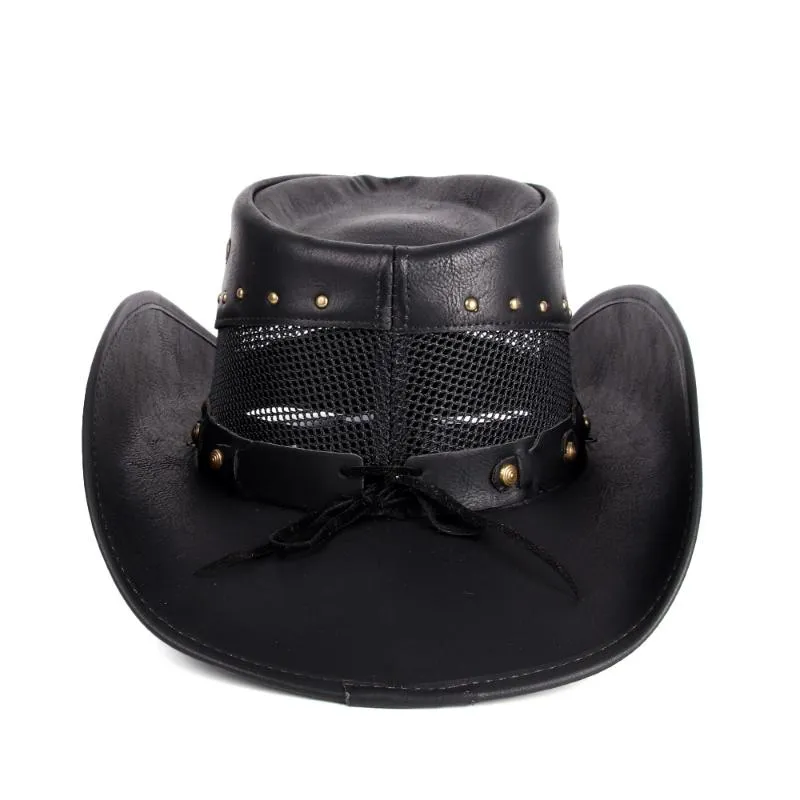 Berets 100% Leather Women Men Western Cowboy Hat Summer Mesh Breathable Sombrero  Hombre Caps Dad Godfather Hats 2 Szie Plus SizeBe245a From Aawqq, $66.14