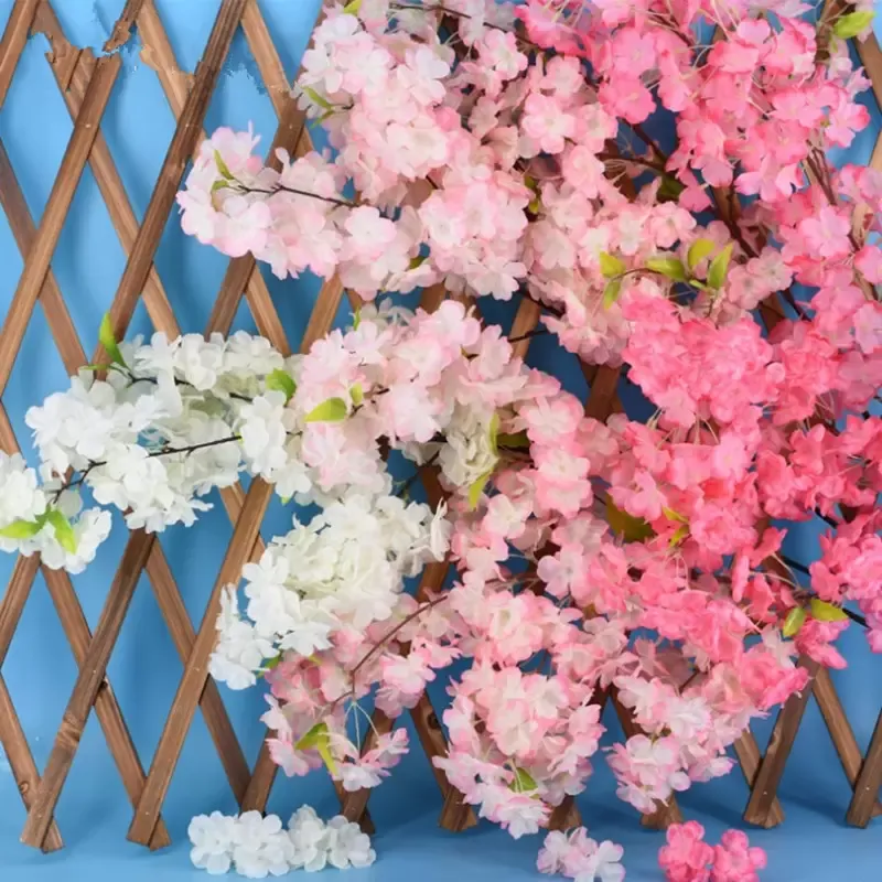 Silk Flowers Cherry Blossoms Artificial Pink Blossom Tree Fake Sakura