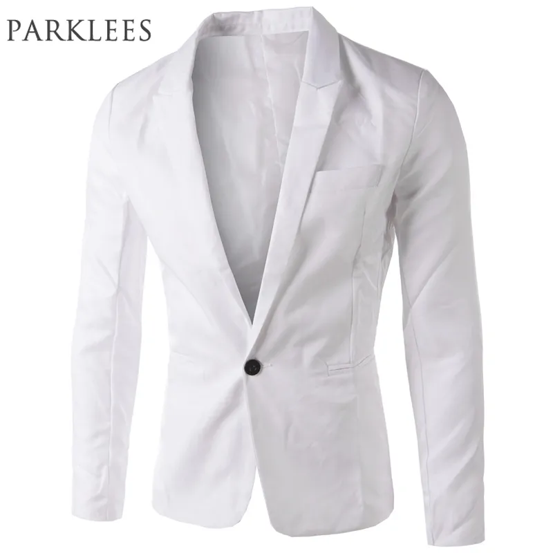 Marque Blanc Blazer Hommes Arrivée Hommes Slim Fit Blazer Veste Coréenne Élégant Seul Bouton Hommes Costume Costume Veste Homme 220409