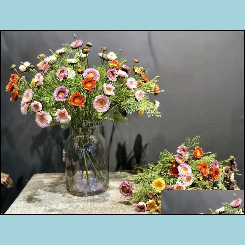 Decorative Flowers & Wreaths Sunflower Simulation Daisy Artificial Dried Dekoration Wedding Decoration Flower Home Decor Festive