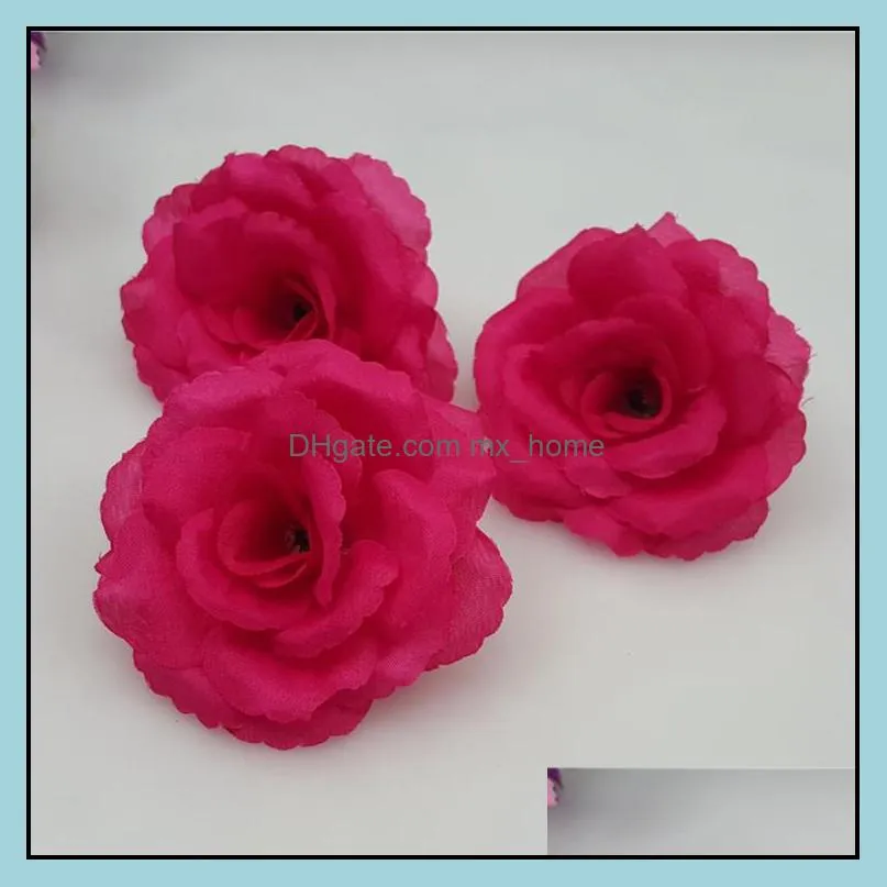 Artificial Rose Flower Heads cloth Decorative Flowers Party Decoration Wedding Wall Bouquet White Roses 8CM