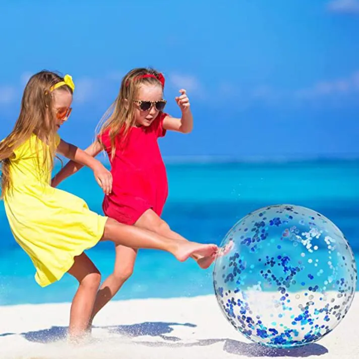 Coolorful Gonflable Pvc Ballon De Plage Paillettes Eau Pailletée Jouant Air  Jouet Balle En Plein Air Enfants Balles Flash Transparentes Jeux De Piscine  Pour Enfants Adultes 16 Pouces 24 Pouces Du 1,8 €