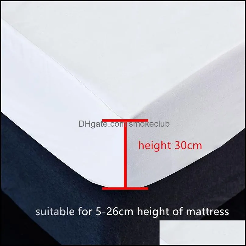 100% Waterproof Solid Bed Fitted Sheet Nordic Adjustable Mattress Covers Four Corners With Elastic Band Multi Size 220225