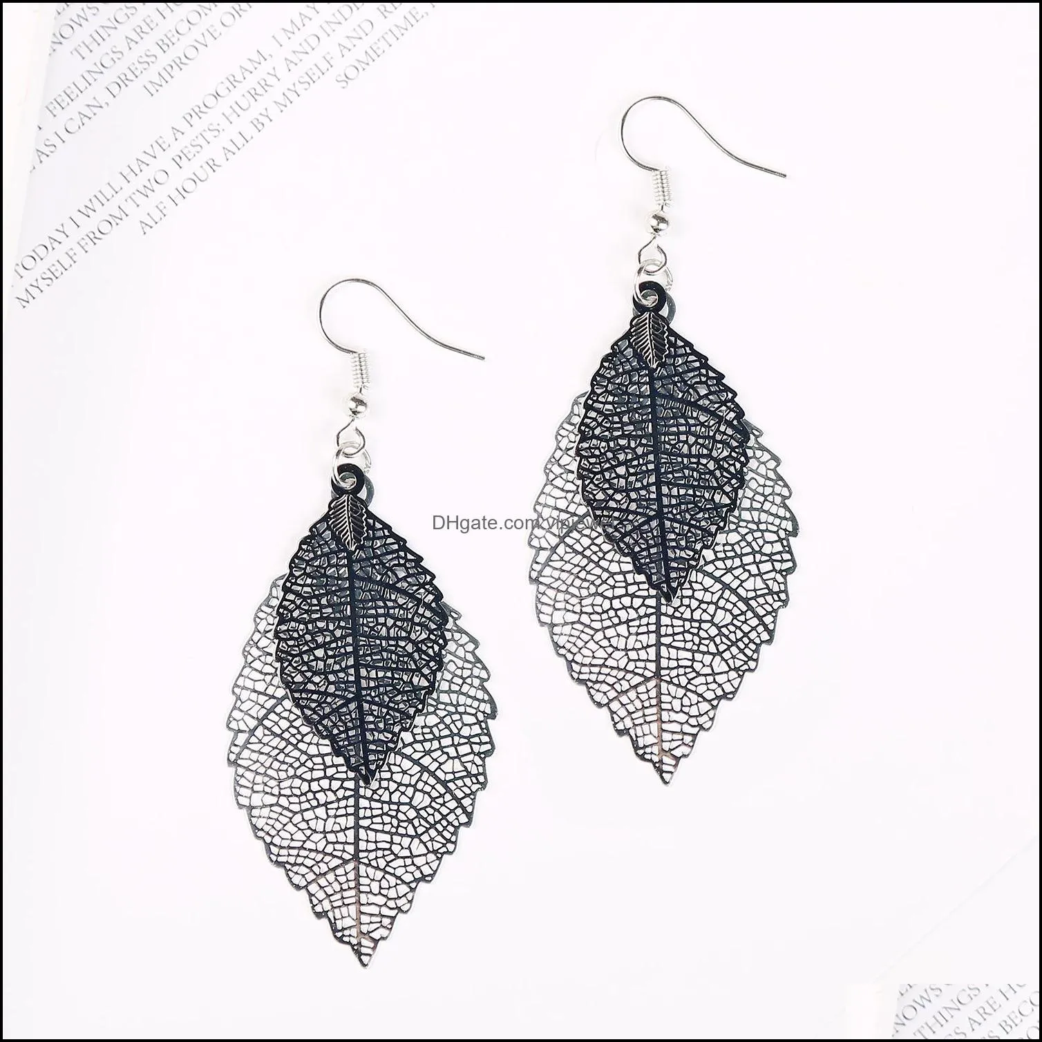 vintage leaves drop earring luxury boho bohemian leaf dangle earrings hollow out for women jewelry