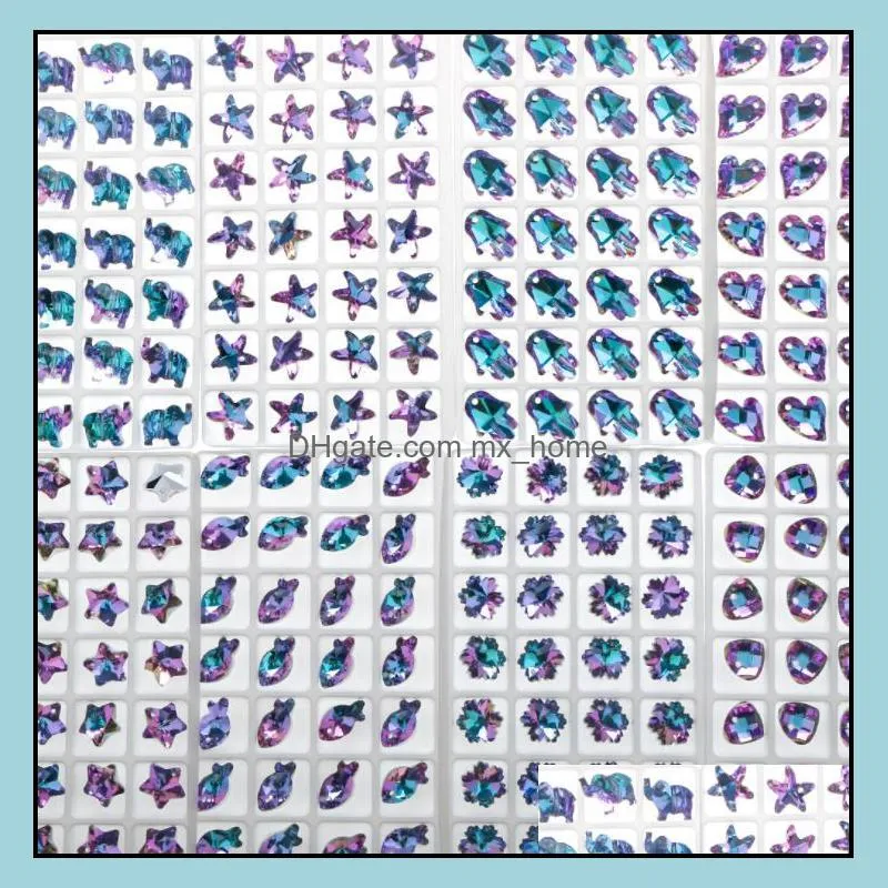 Crystal Glass Necklace Pendant Fantasy Pink Purple Star Moon Snowflake Personality Creative Pendants diy Earrings Phone Bracelet Jewelry