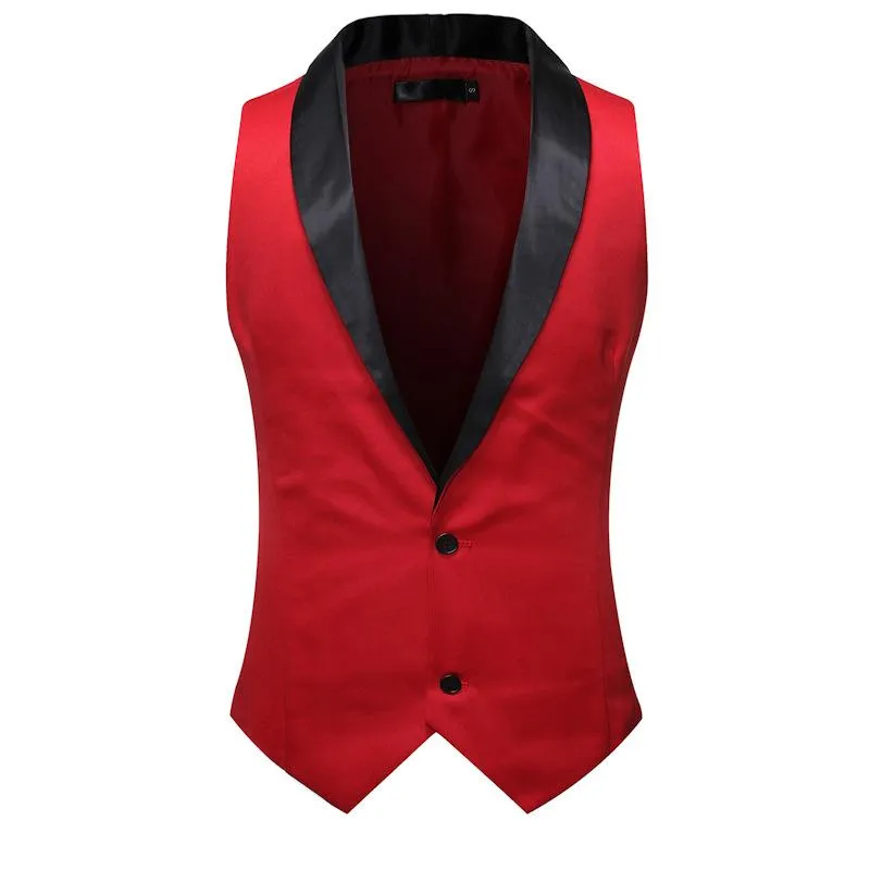 Kamizelki męskie Moda Szal Kołnierz Tuxedo Kamizelka Mężczyźni 2022 Marka Czerwony Slim Fit Bez Rękawów Kamizelka Formalna Business Wedding Groom XXL