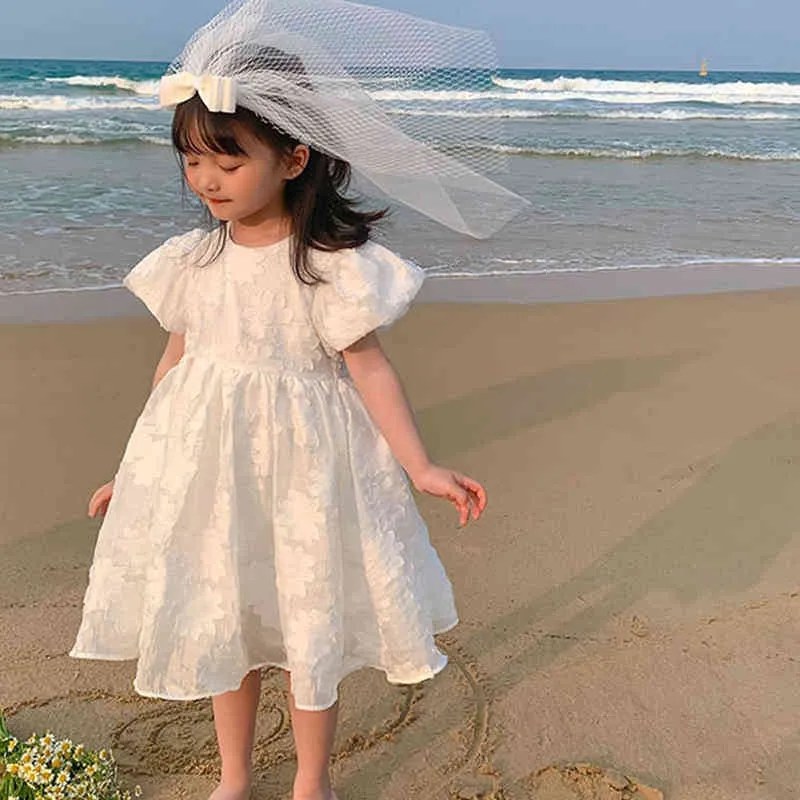 Menoea Kids Dresses for Girls Wedding Party Princess Dress New Summer Flower Sweet Shorts Sleeve Clothes Baby Children's Outfits G220518