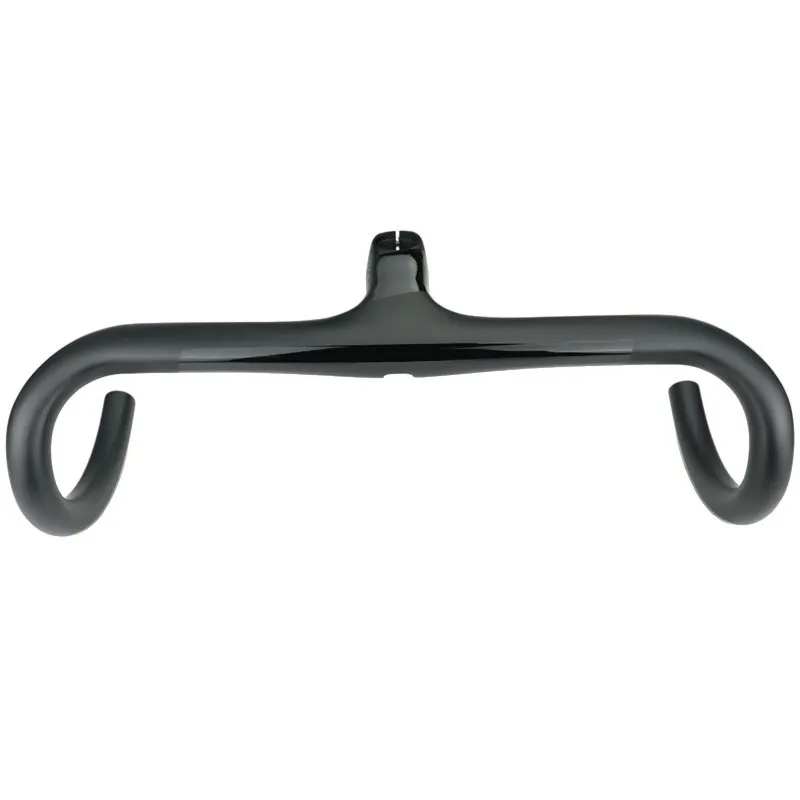 Manillar integrado de bicicleta de carretera de fibra de carbono, negro completo, con vástago, manillar de carretera de carbono para horquilla de 28 6mm, 214t