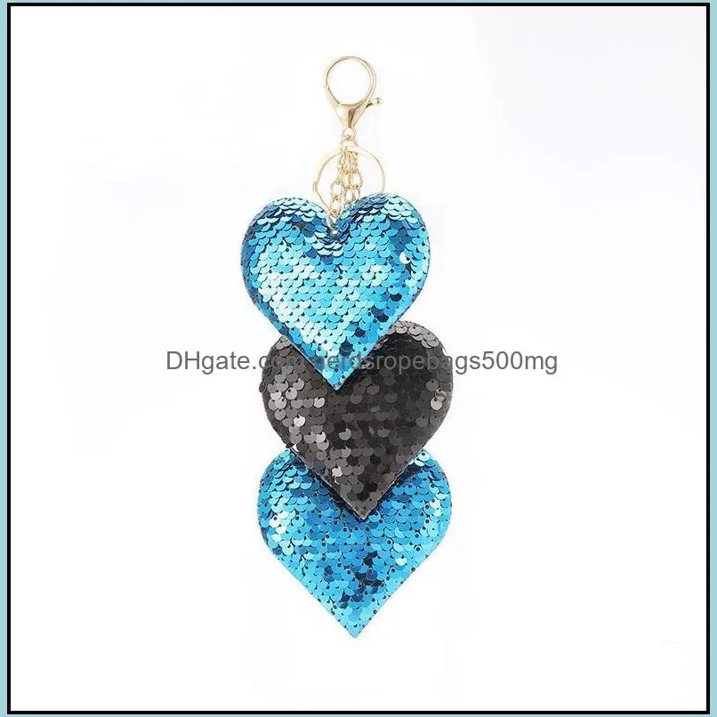 New Heart Sequin Keychain Key Rings Party Favor Mother`s Day Valentine`s Day Christmas Gift for Girls Women RRA12606