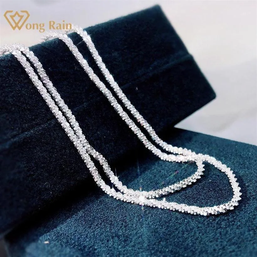 Wong Rain 925 Sterling Silver Created Moissanite Fashion Luxury White Gold Unisex Couple Chain Necklace Fine Jewelry Whole Cha2061