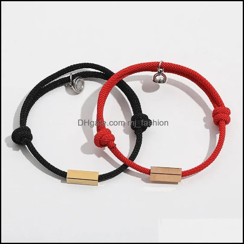 women lovers matching friendship bracelets charms handmade braided rope distance couple magnetic bracelet kit q109fz