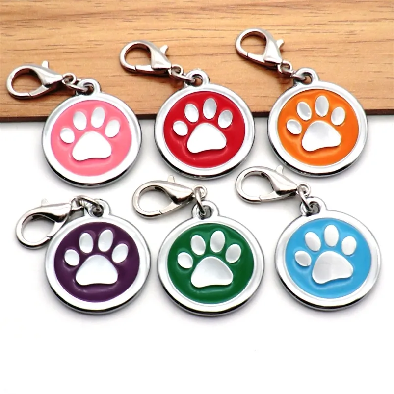 Personalized Pet ID Tag - Cute Paw Design With Laser Engraving For Dog Or Cat Collar, Pink