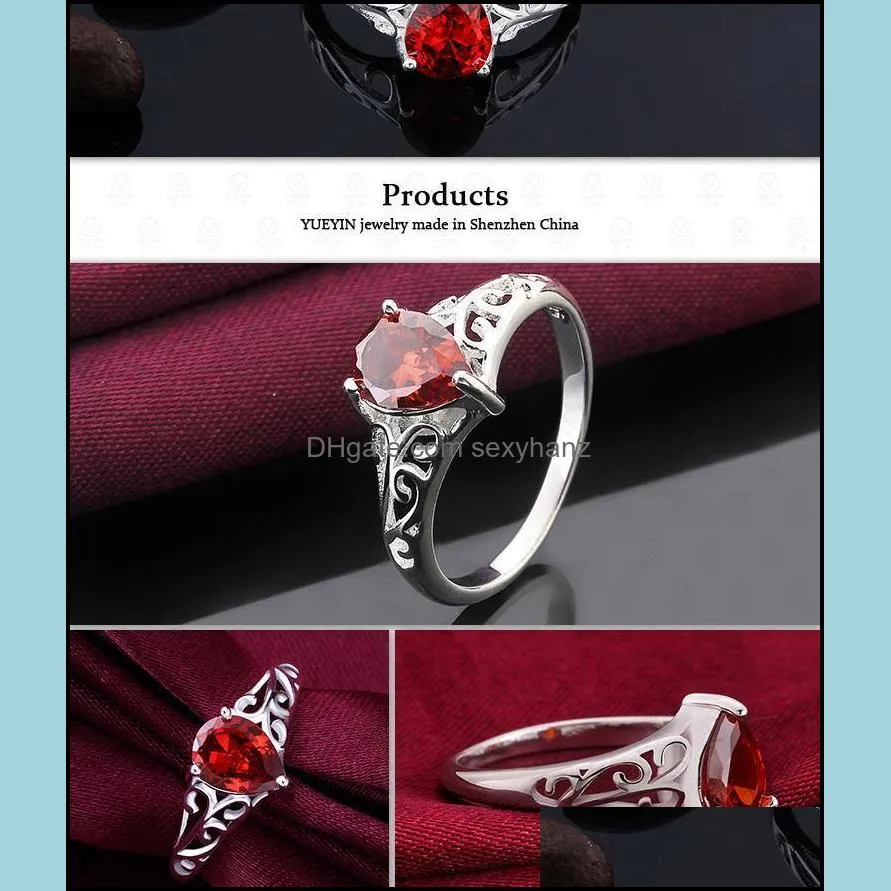 rings for women cubic zirconia china wholesale wedding crystal red silver diamond rings gemstone rings