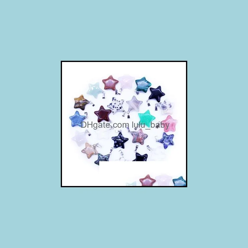 natural stone pendant fashion assorted mixed star charms pendants for diy jewelry making star stone pendant